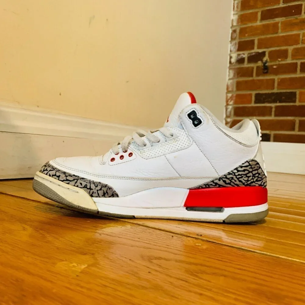 Nike Air Jordan 3 Retro Hall of Fame 2018 Size 11 136064-116 White Red Grey OG
